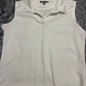 Elegant White Sleeveless Polo Top